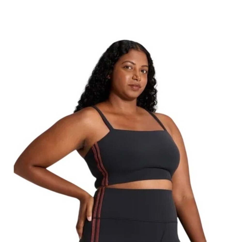 All in Motion Women's Black Velour Piped Cross Back Sports Bra Size XXL